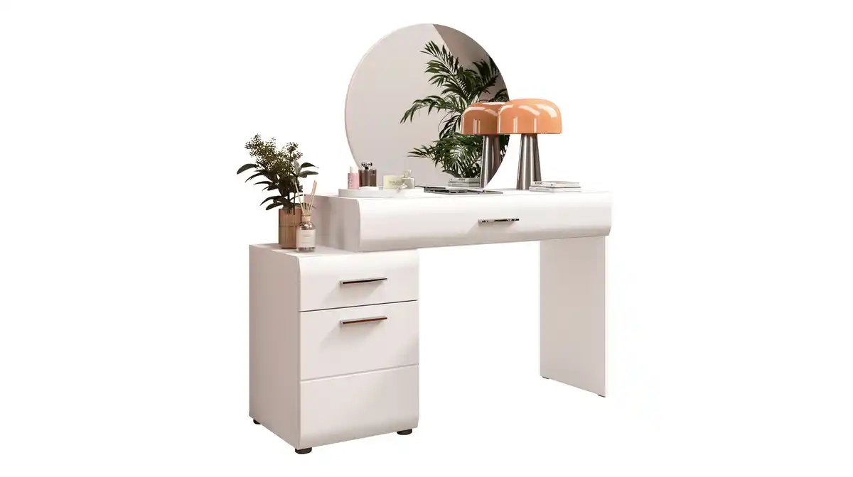 Bild 1 von Schminktisch weiß hochglanz 120 cm mit Spiegel - ICE