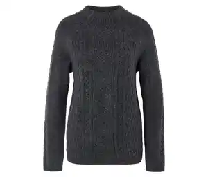 Grobstrickpullover mit Zopfmuster, grau