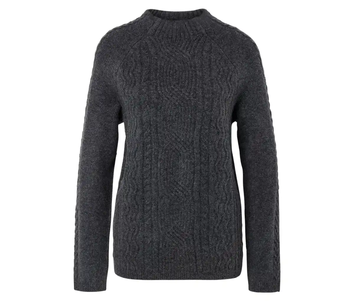 Bild 1 von Grobstrickpullover mit Zopfmuster, grau