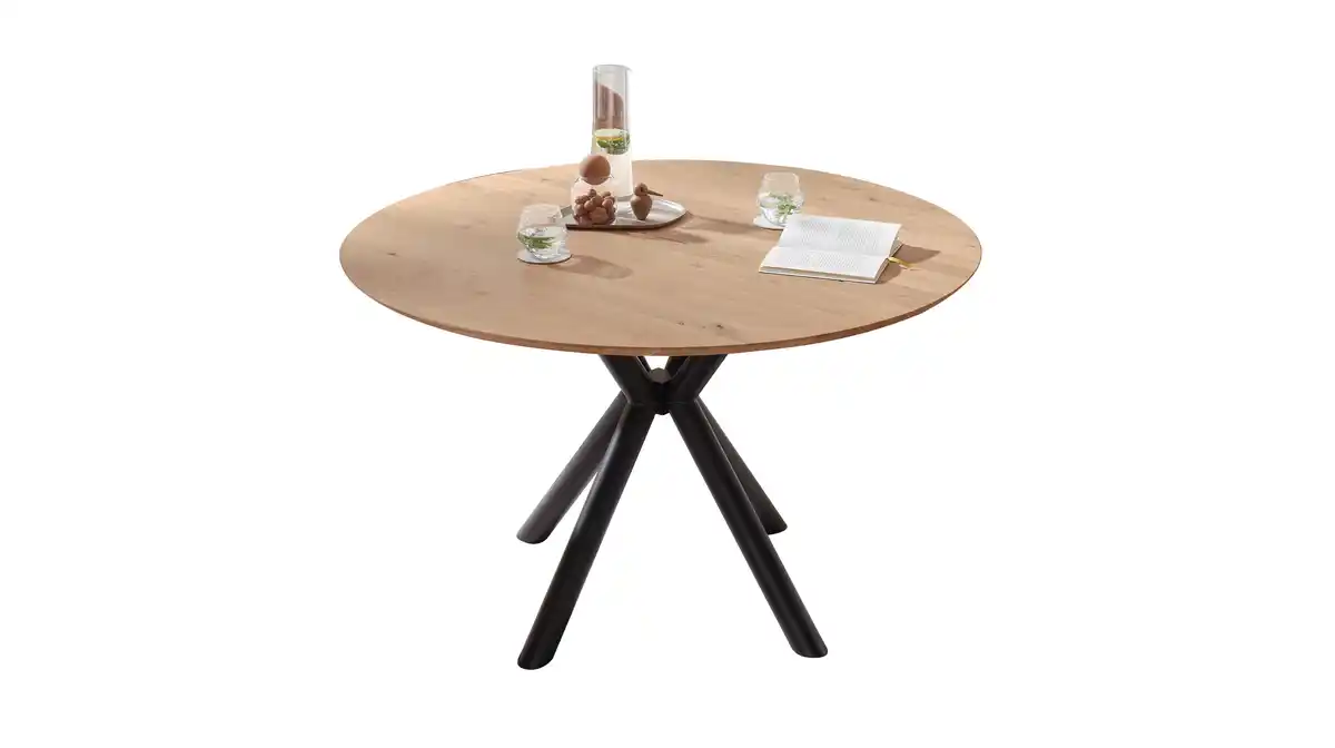 Bild 1 von Esstisch Massivholztisch 120 cm rund Wildeiche ausziehbar - ARVID