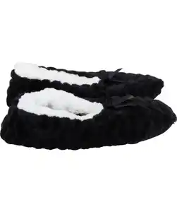 Flauschige Ballerina-Hausschuhe, schwarz