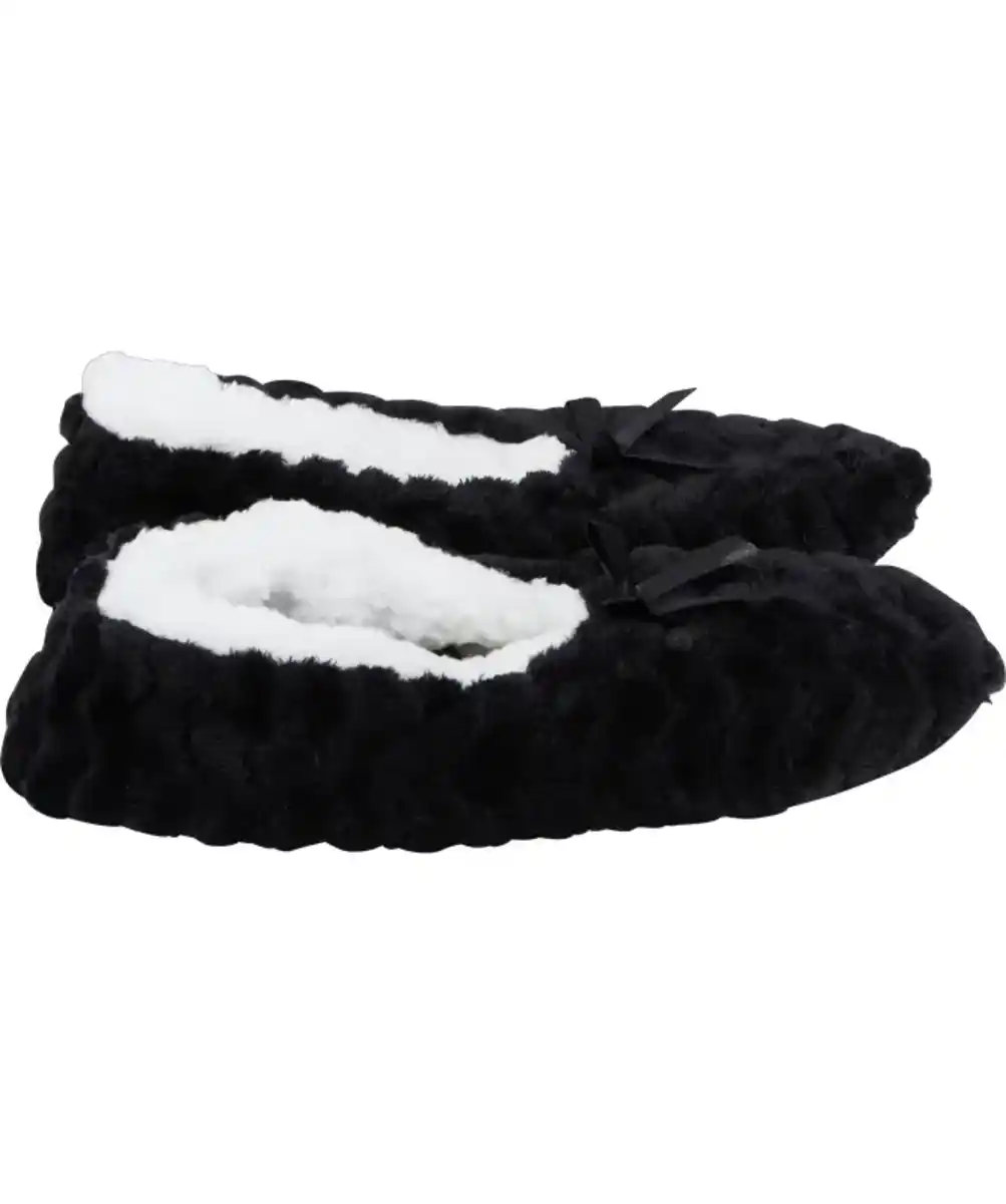 Bild 1 von Flauschige Ballerina-Hausschuhe, schwarz