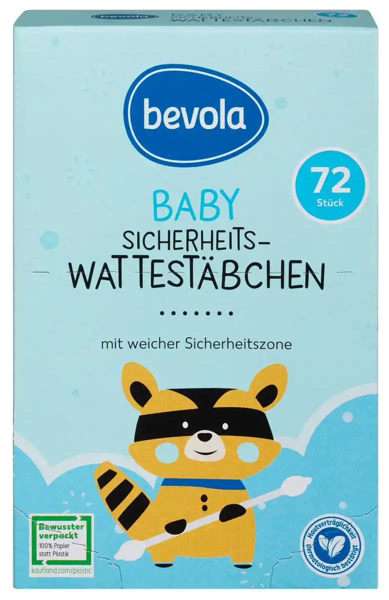 Bild 1 von BEVOLA® BABY Sicherheitswattestäbchen, 72-St.-Packg.