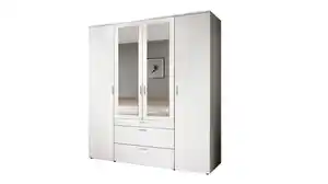 Kleiderschrank weiß mit Spiegel - 180 cm - 4-türig - VESALA
