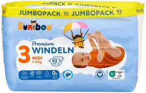 KUNIBOO® Premium-Windeln, 64 - 92-St.-Packg.