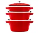 Bild 1 von STAUB Gusseisen-Kochtopfset »Stackable«, kirschrot