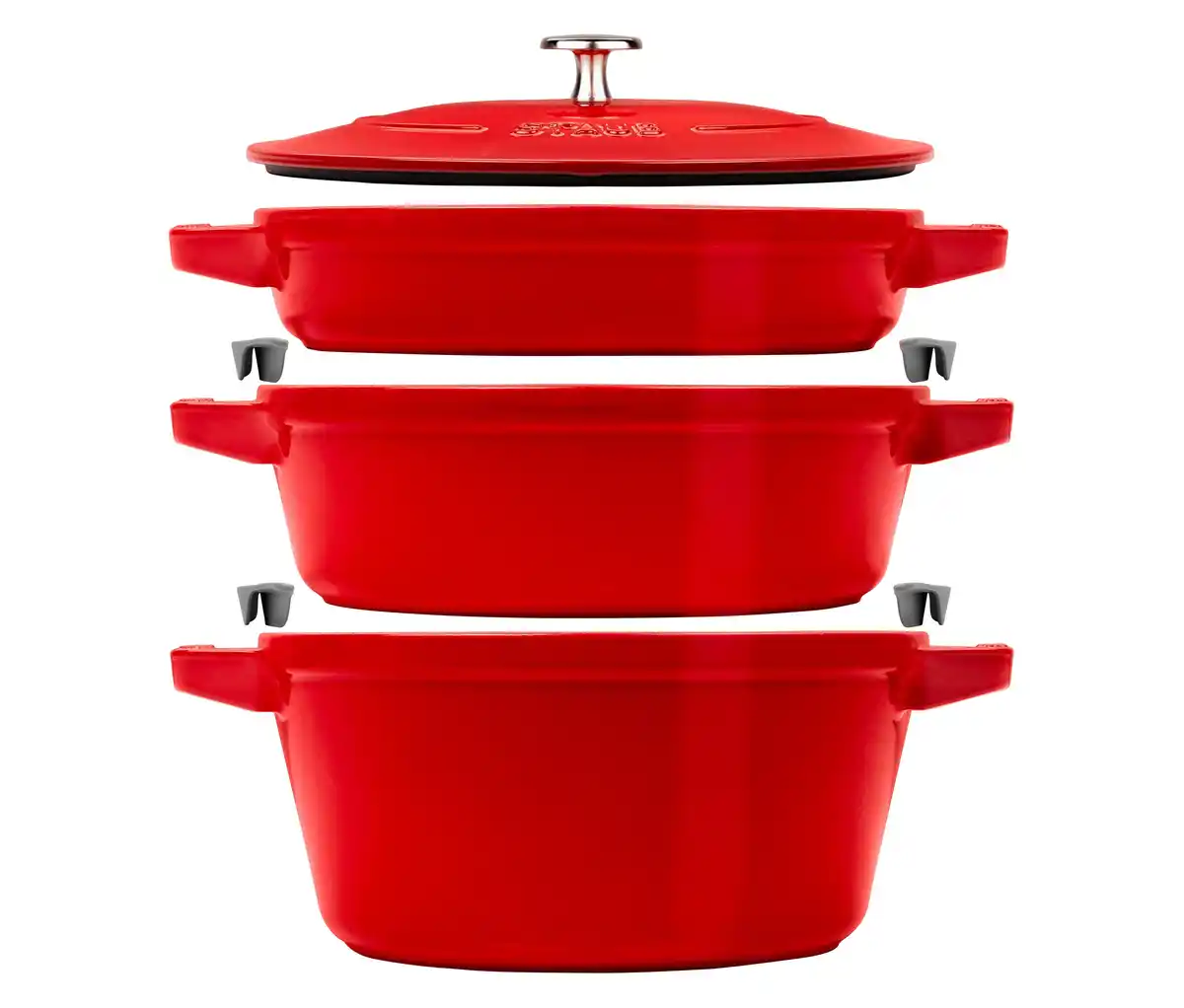 Bild 1 von STAUB Gusseisen-Kochtopfset »Stackable«, kirschrot