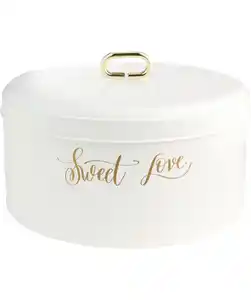Keksdose aus Blech, Weiß/gold