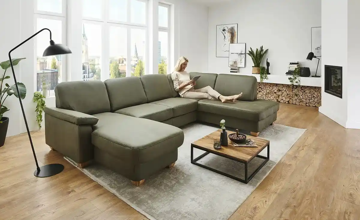 Bild 1 von Kollektion Kraft Wohnlandschaft aus Mikrofaser Oliver ¦ grün ¦ Maße (cm): B: 300 H: 85 T: 202.0 Polstermöbel > Sofas > Ledersofas - Möbel Kraft