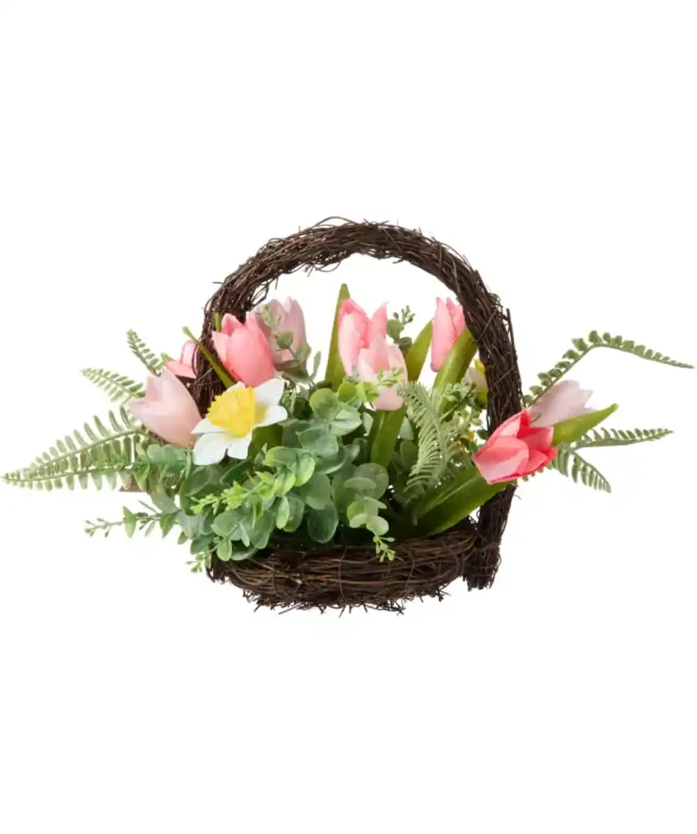 Bild 1 von Kunstgesteck im Weidenkorb, pink