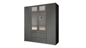 Kleiderschrank graphit mit Spiegel - 180 cm - 4-türig - VESALA