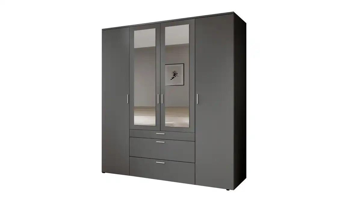 Bild 1 von Kleiderschrank graphit mit Spiegel - 180 cm - 4-türig - VESALA