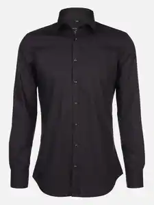Herren Cityhemd mit langem Arm Schwarz