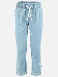Mädchen Jeans Hose mit Stickerei Herzen Blau