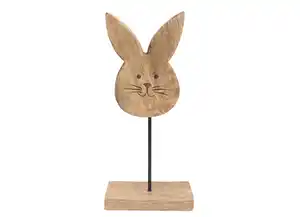 Holz-Osterhasenkopf auf Holzsockel