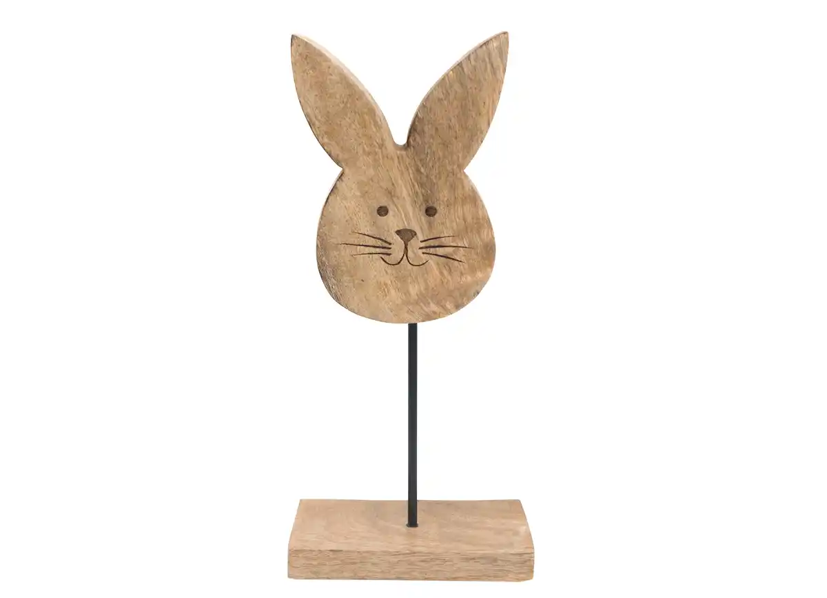 Bild 1 von Holz-Osterhasenkopf auf Holzsockel