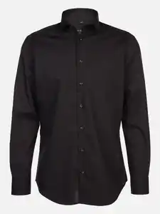 Herren Cityhemd mit langem Arm Schwarz