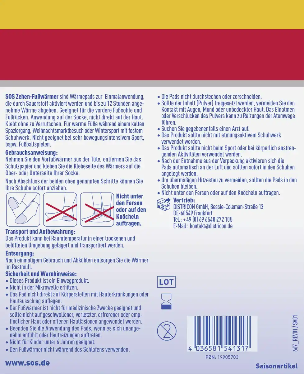 Bild 2 von SOS Zehen-Fußwärmer 2 Paar