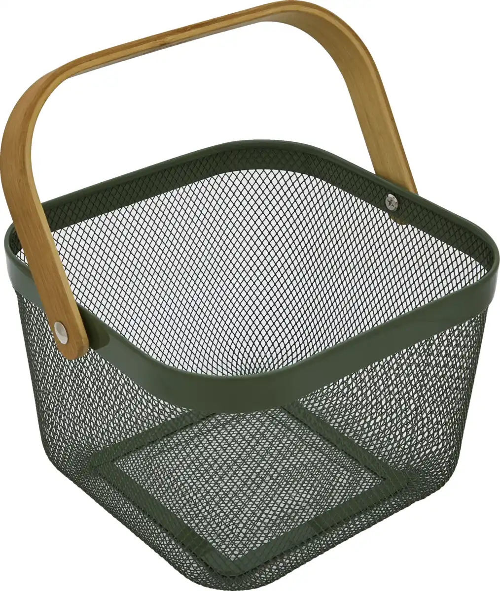 Bild 1 von IDEENWELT Metallkorb mit Bambushenkel oliv