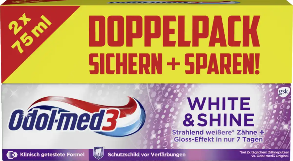 Bild 1 von Odol med3 Odol-med3 White Shine Zahncreme 2x75ml, 150 ml