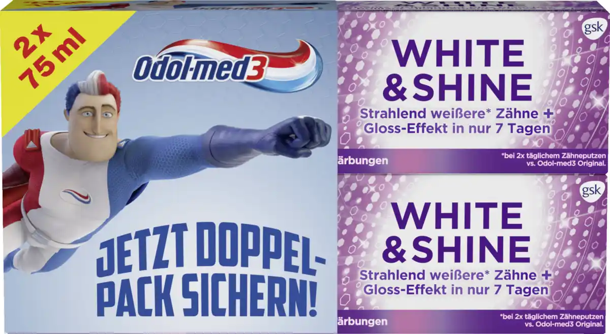 Bild 2 von Odol med3 Odol-med3 White Shine Zahncreme 2x75ml, 150 ml