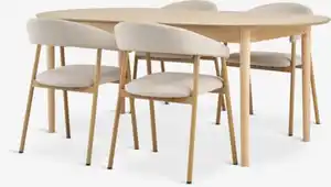 MARSTRAND L200 Tisch Eiche natur + 4 EJSING beige