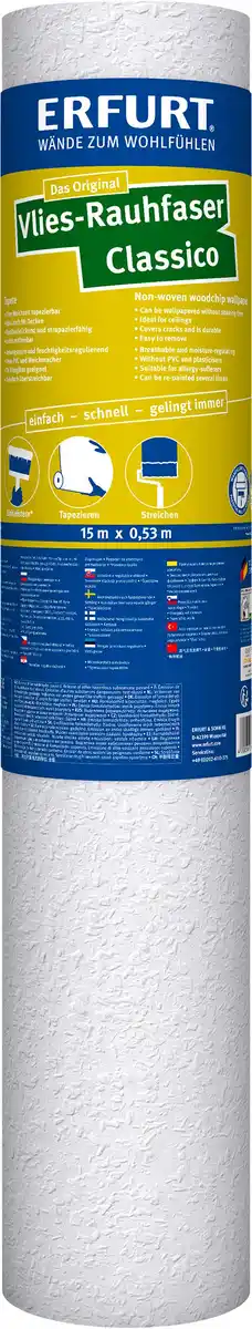 Bild 1 von Erfurt Vlies-Rauhfaser Classico weiß 15 x 0,53 m