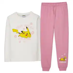 LICENSED Kinder Pokémon Schlafanzug, Cremefarben/Rose, 110/116