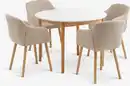 Bild 1 von MARSTRAND Ø110 Tisch weiß + 4 ADSLEV Stühle beige