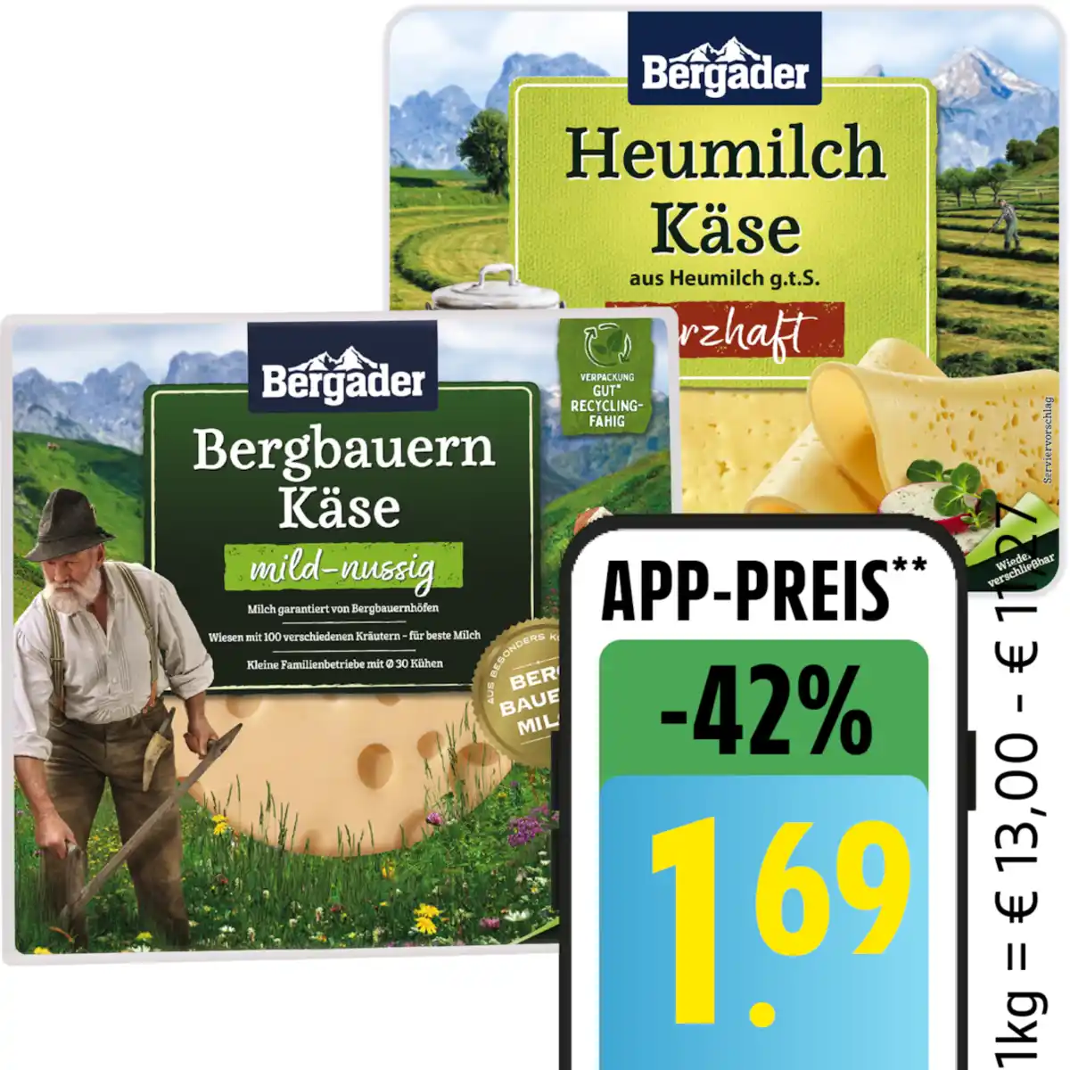 Bild 1 von Bergader Bergbauern Käse, Heumilchkäse oder Bergkäse
