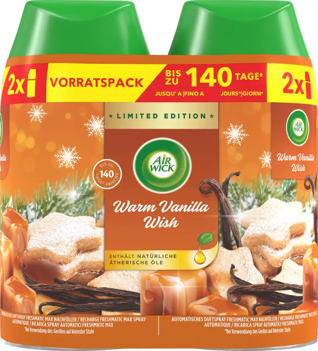 Bild 1 von AirWick Lufterfrischer Freshmatic Warm Vanilla Wish Nachfüllpack (2x250 ml), 500 ml
