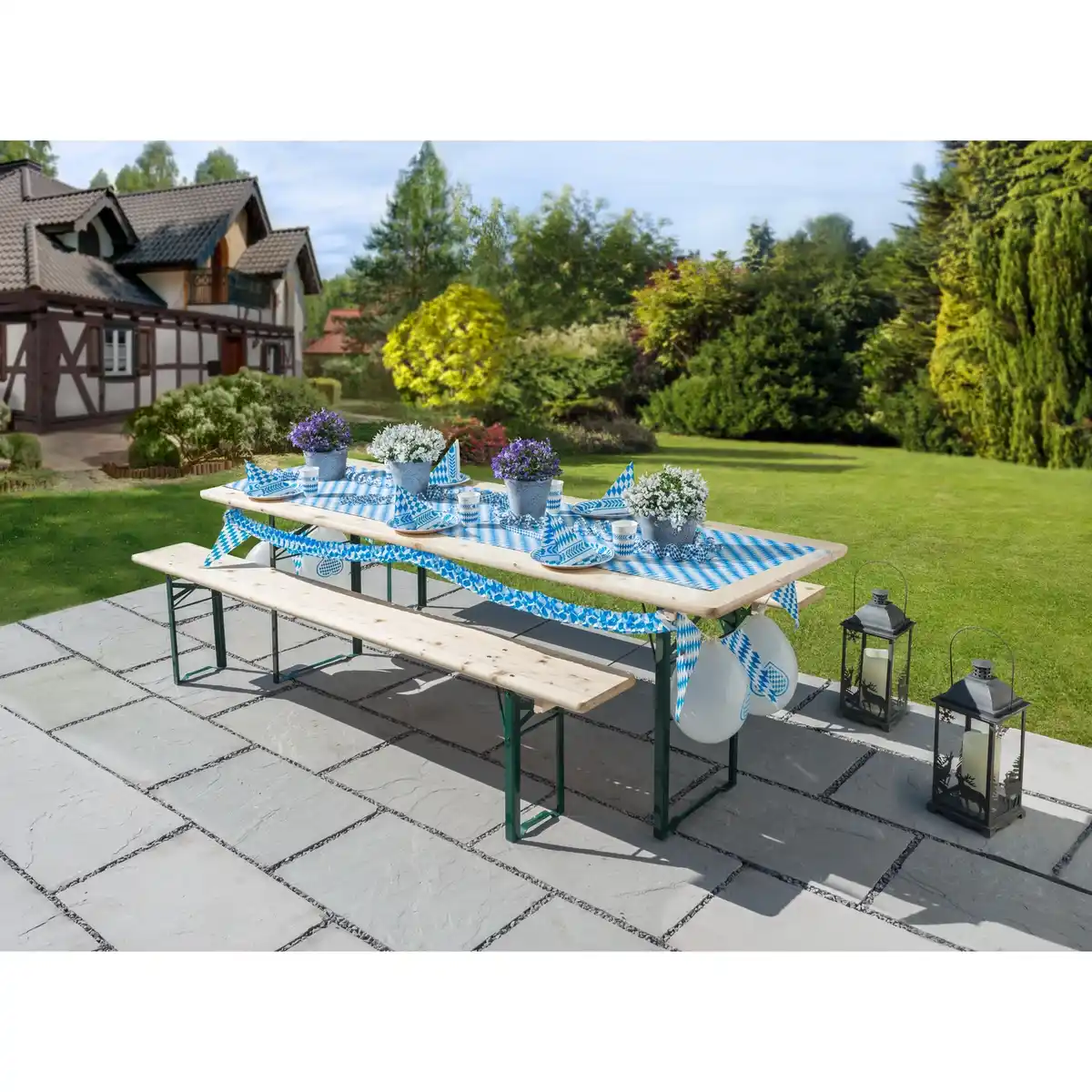 Bild 1 von Festzeltgarnitur, 8 Sitzplätze, Fichtenholz/Stahl