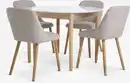 Bild 1 von MARSTRAND Ø110 Tisch weiß + 4 ADSLEV o/Armlehne beige