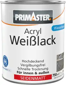 Primaster Acryl Weißlack seidenmatt 750 ml