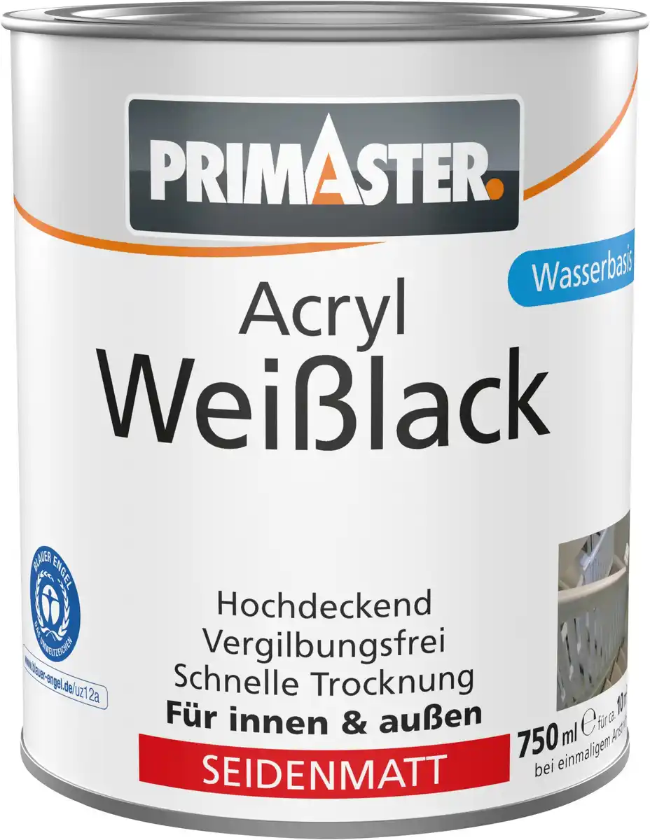 Bild 1 von Primaster Acryl Weißlack seidenmatt 750 ml