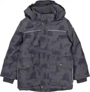 Mikk-Line Schneejacke mit Fleece-Futter & Wald-Muster, grau, Gr. 98/104, 1 St