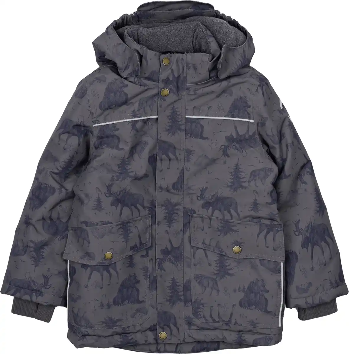 Bild 1 von Mikk-Line Schneejacke mit Fleece-Futter & Wald-Muster, grau, Gr. 98/104, 1 St