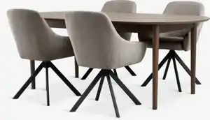 Marstrand L200/280 Tisch dunkle Eiche + 4 Rostrup sand