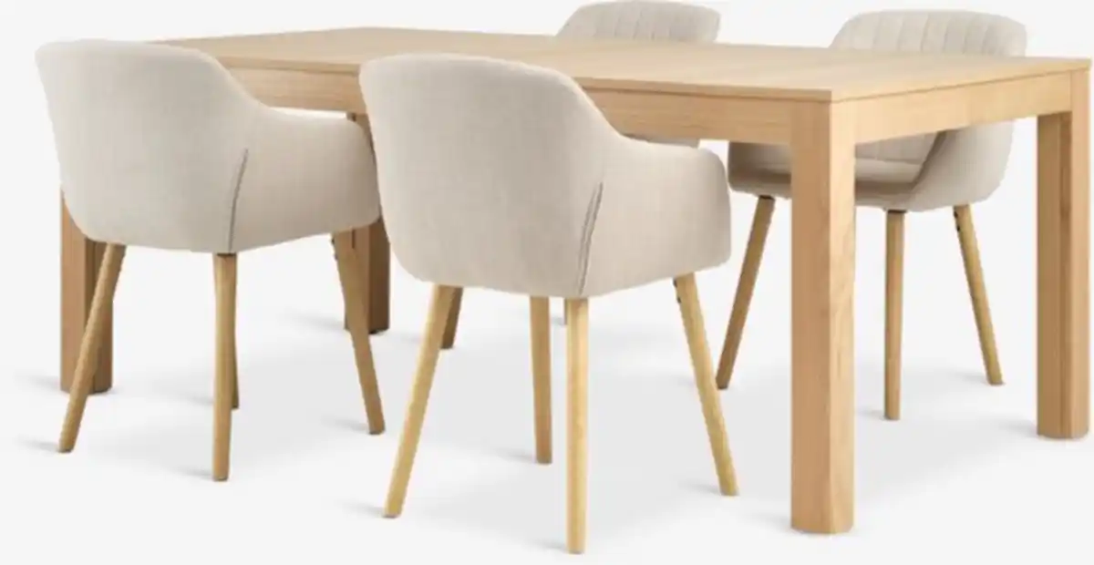 Bild 1 von KORSKRO L200 Tisch Eiche natur + 4 ADSLEV Stühle beige