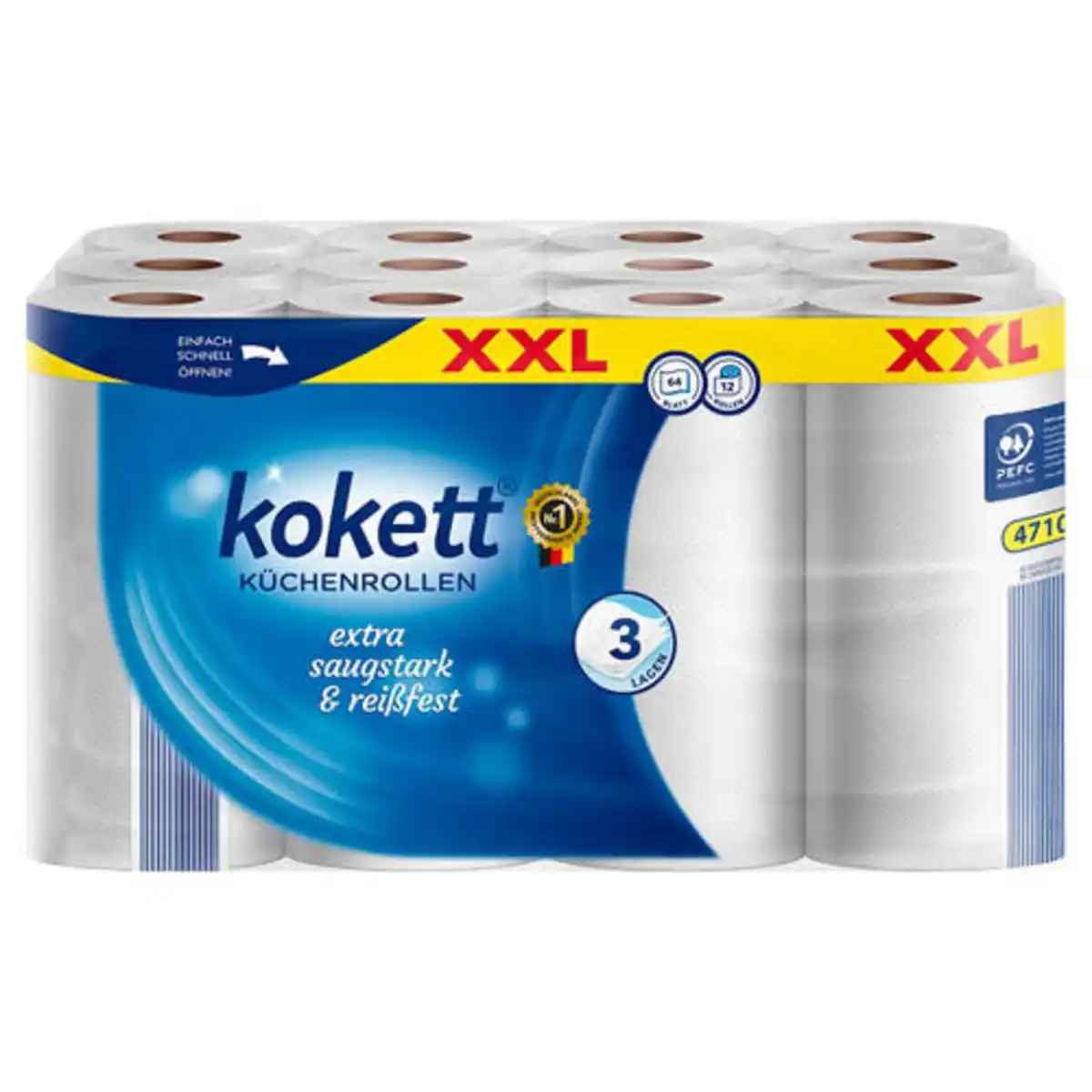 Bild 1 von KOKETT Küchenrolle XXL, 3-lagig, 12 x 64 Blatt
