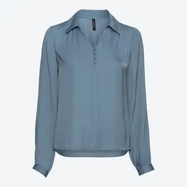 Bild 2 von Damen-Satinbluse mit Knopfleiste