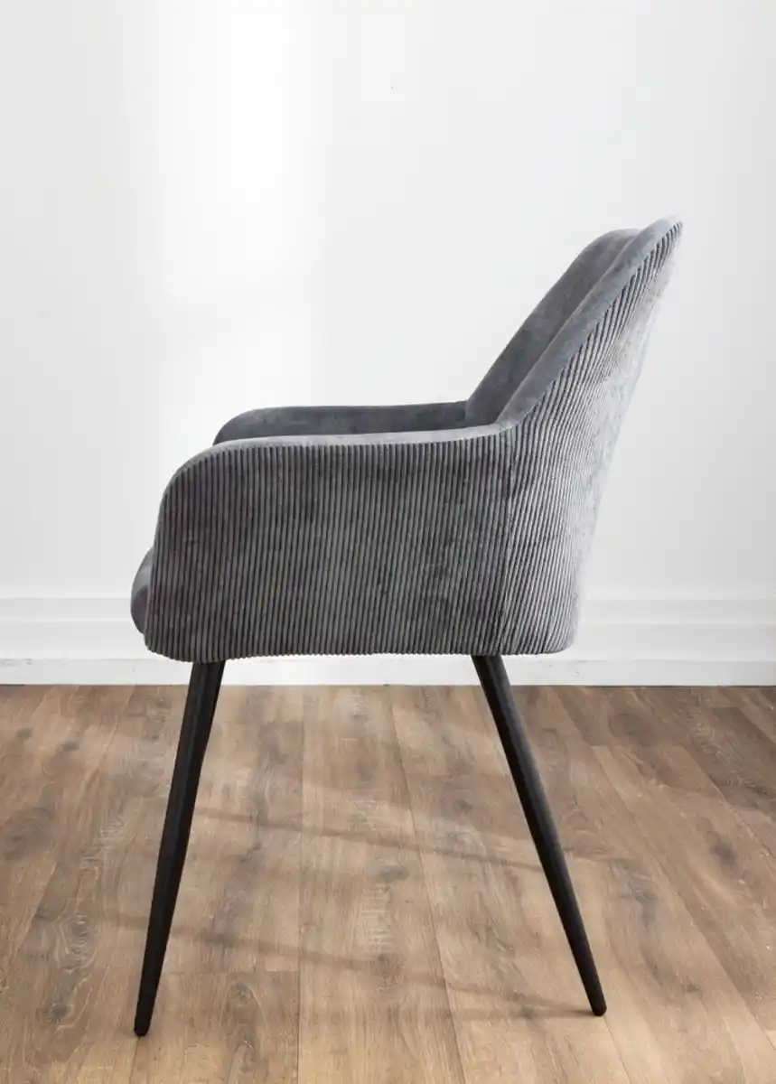 Bild 2 von 2er-Set Esszimmerstuhl, gepolstert aus Samtbezug, ca. 60,5 x 57,5 x 87,5 cm - Anthrazit