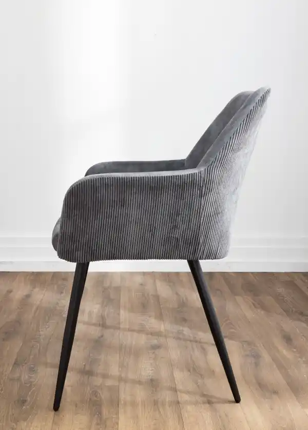 Bild 2 von 2er-Set Esszimmerstuhl, gepolstert aus Samtbezug, ca. 60,5 x 57,5 x 87,5 cm - Anthrazit