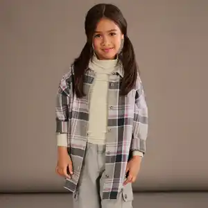 Kinder-Mädchen-Oversized-Bluse im Karo-Design