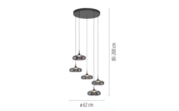 Bild 2 von LED-Pendelleuchte Posh, grau, 5-flammig