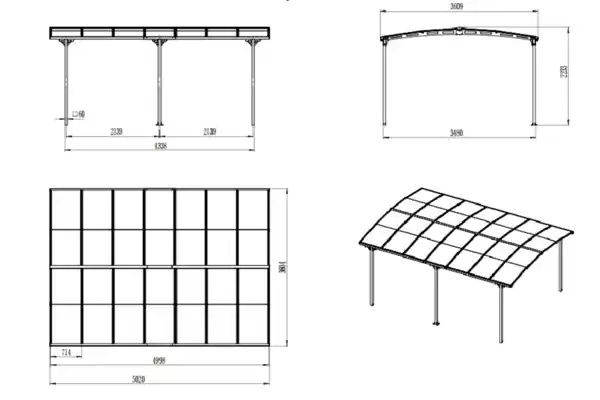Bild 4 von Carport mit Bogendach, Saint-Tropez, ca. 502 x 348 x 223 cm - Anthrazit