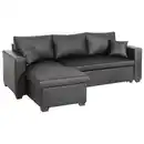 Bild 1 von Ecksofa mit Stauraum & Schlaffunktion, ca. 223 x 146 x 88 cm - Schwarz