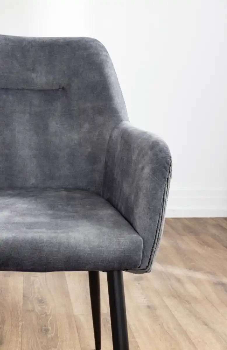 Bild 3 von 2er-Set Esszimmerstuhl, gepolstert aus Samtbezug, ca. 60,5 x 57,5 x 87,5 cm - Anthrazit