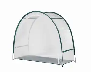 Ganzjahres-Gewächshaus mit Fiberglas-Gestänge, robuster PE-Abdeckung, ca. 200 x 80 x 170 cm - Weiß