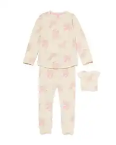 Kinder-Pyjama mit Puppen-Pyjama Einhorn eierschalenfarben